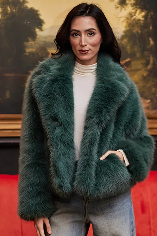 Green Faux Fur Coat sold by Valencia Boutique