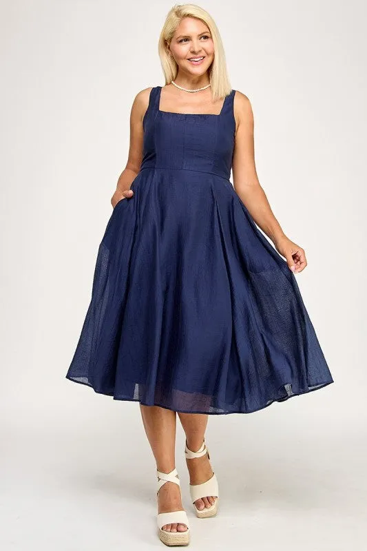 Square Neck Midi Dress (S-3X) sold by Valencia Boutique product image thumbnail 2