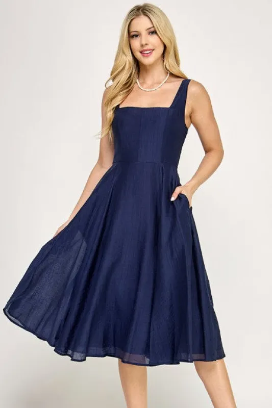 Square Neck Midi Dress (S-3X) sold by Valencia Boutique