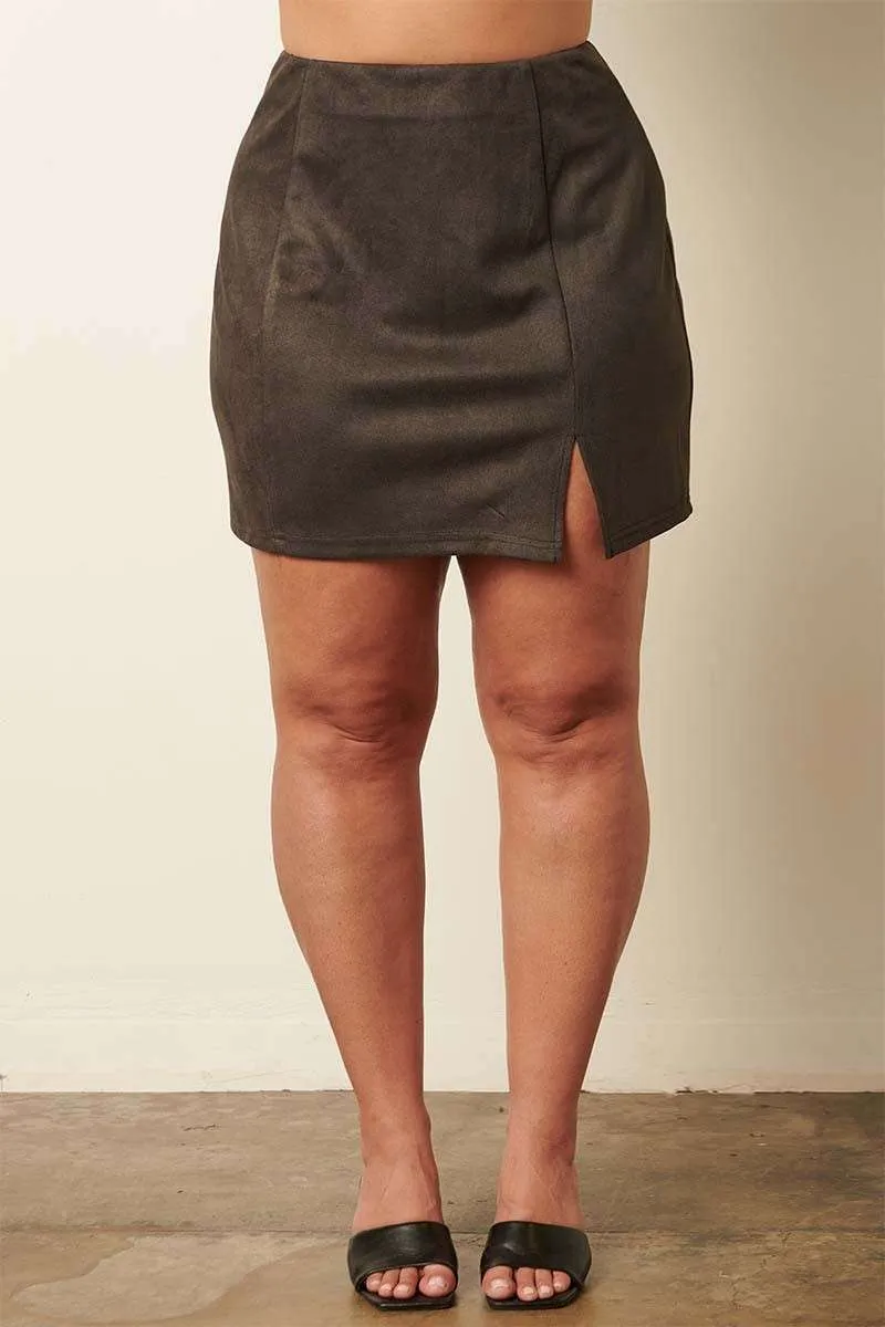 Faux Suede Mini Skirt (S-2X) sold by Valencia Boutique