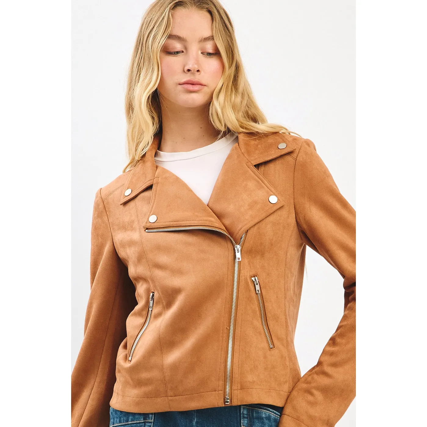 Faux Suede Moto Jacket (S-2X) sold by Valencia Boutique product image thumbnail 5
