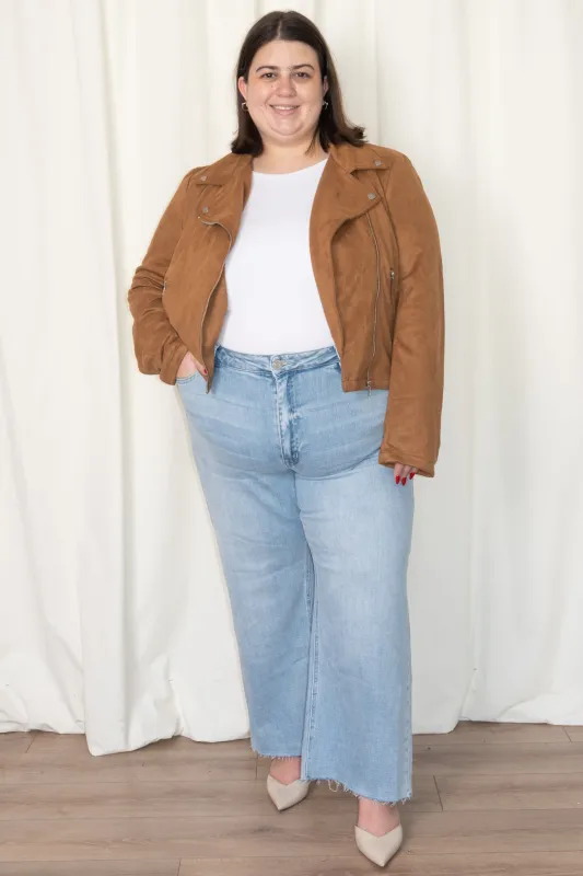 Faux Suede Moto Jacket (S-2X) sold by Valencia Boutique