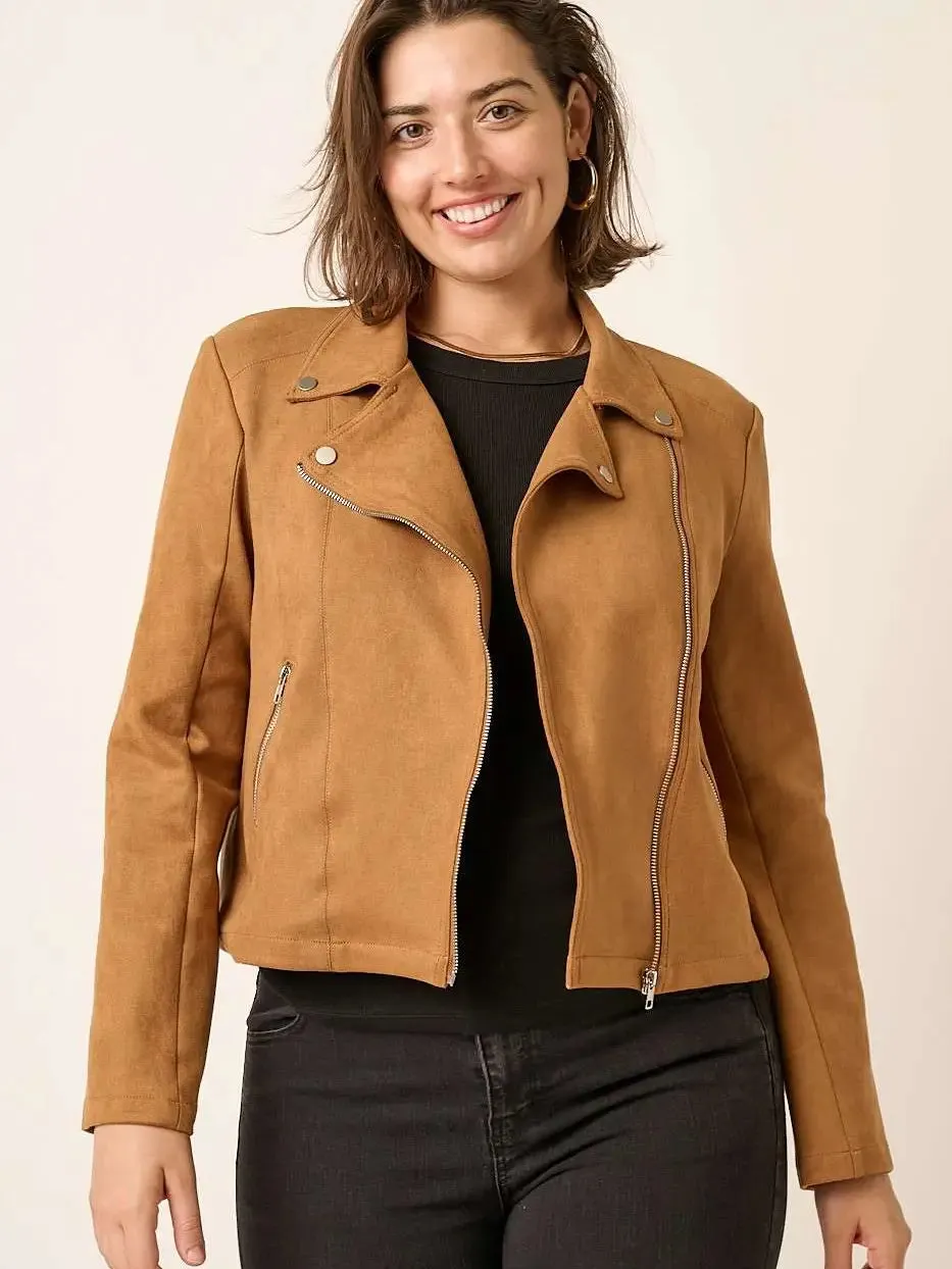 Faux Suede Moto Jacket (S-2X) sold by Valencia Boutique product image thumbnail 3