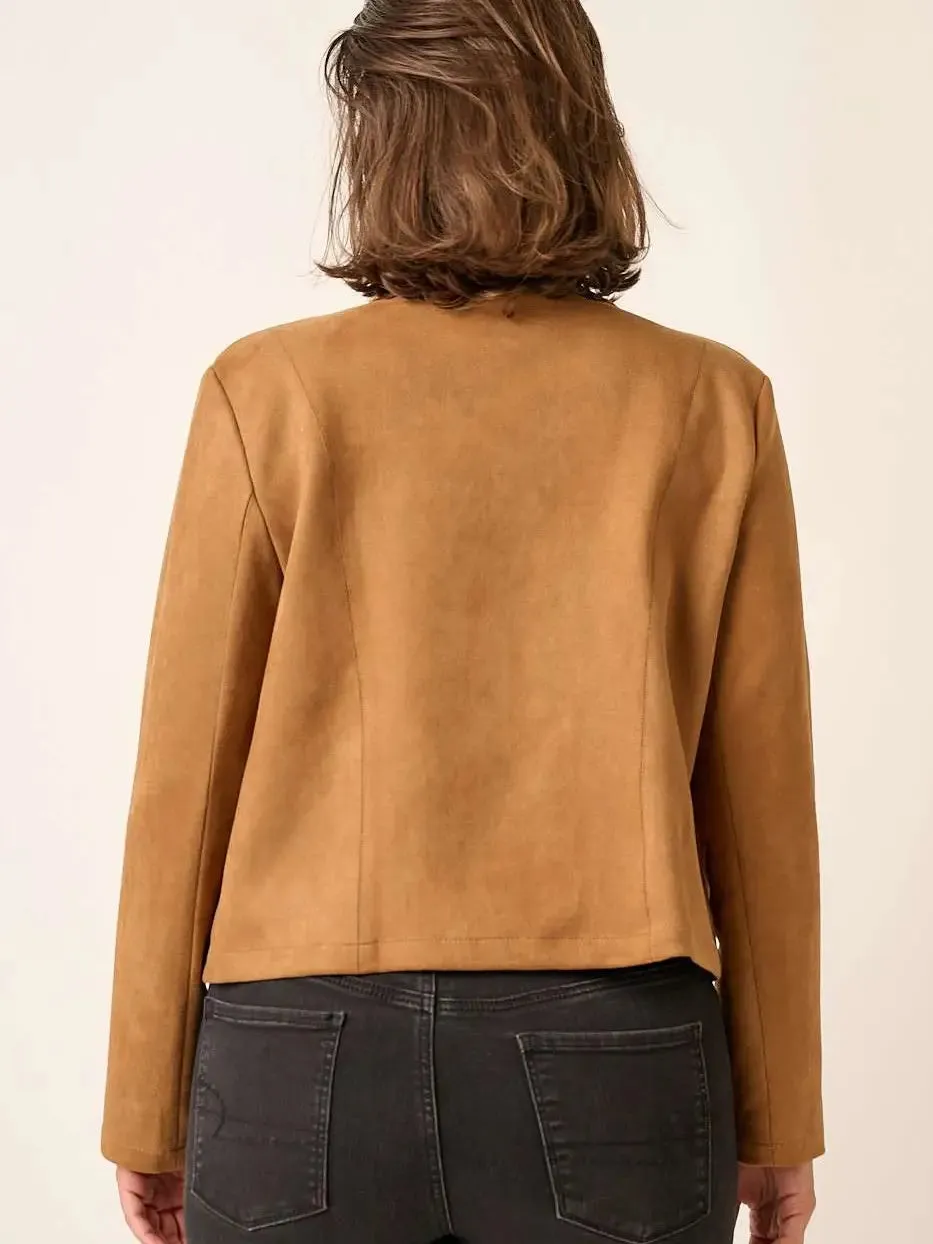 Faux Suede Moto Jacket (S-2X) sold by Valencia Boutique product image thumbnail 4