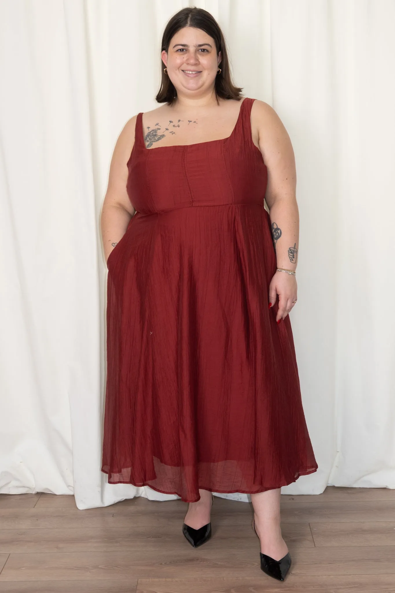 CURVE Square Neck Midi Dress sold by Valencia Boutique