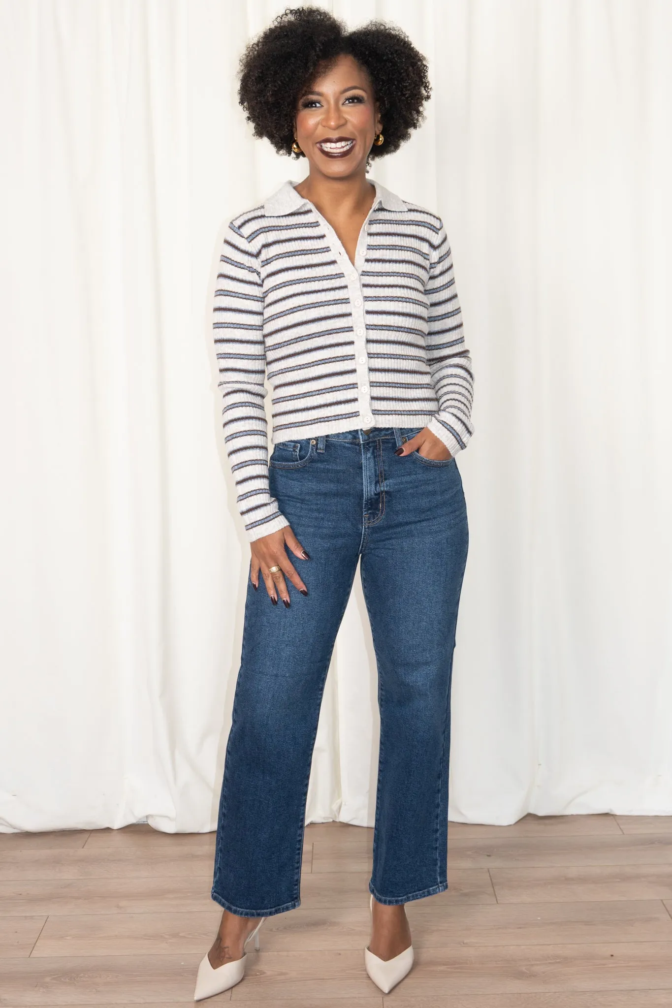 Striped Button Up Knit sold by Valencia Boutique product image thumbnail 2