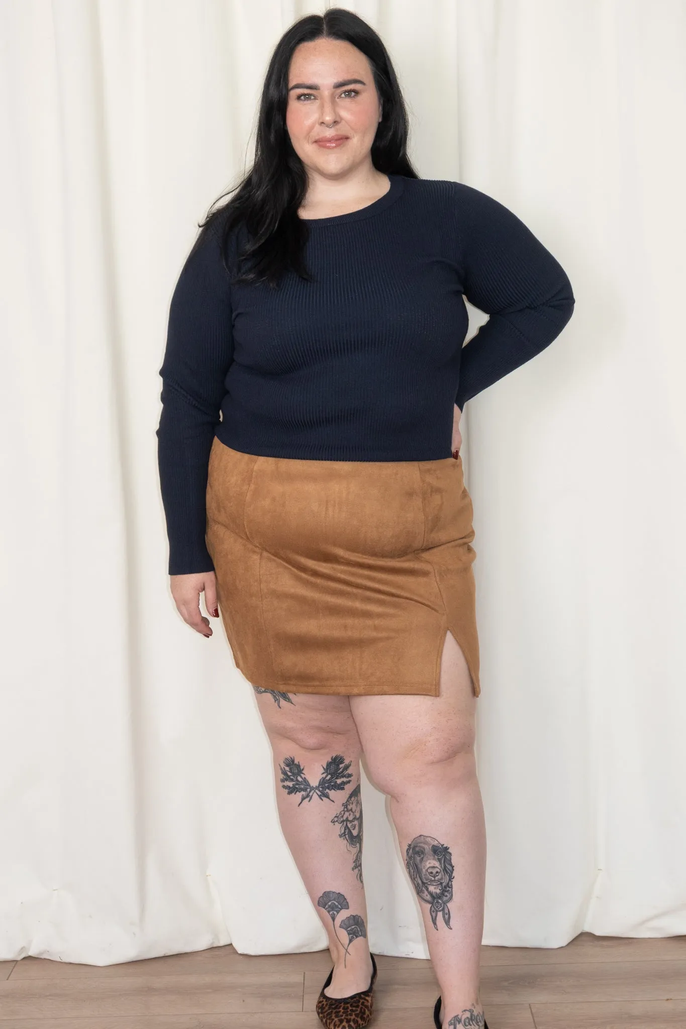 CURVE Faux Suede Mini Skirt sold by Valencia Boutique