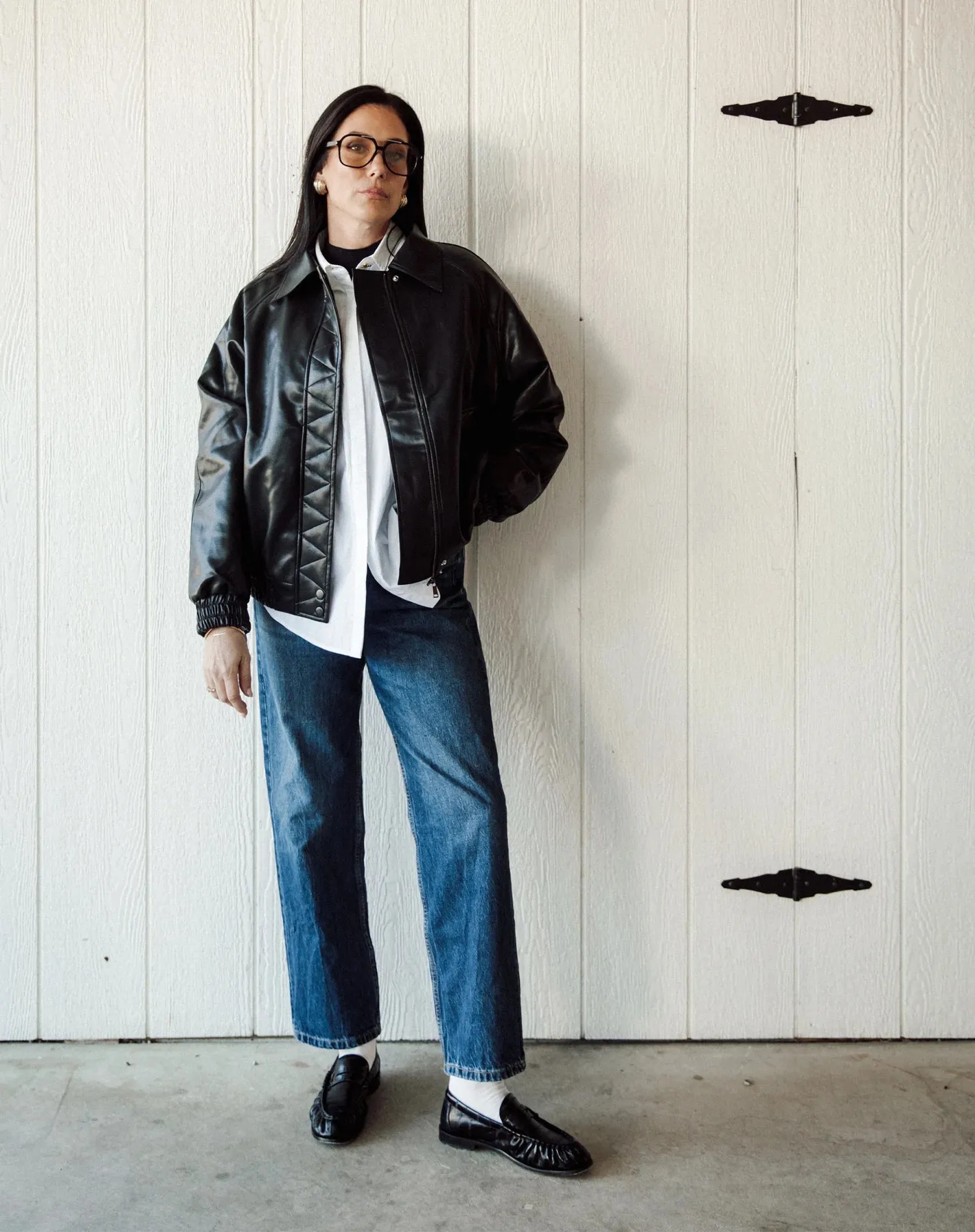 Oversized Vegan Leather Bomber sold by Valencia Boutique product image thumbnail 3