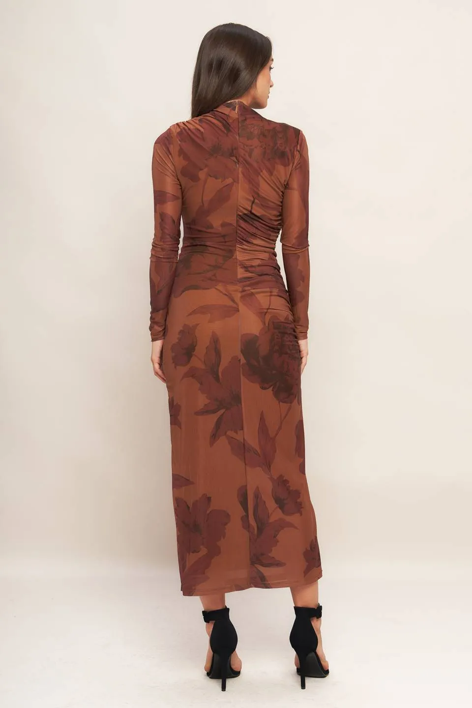 Ruched Floral Midi Dress (S-3X) sold by Valencia Boutique product image thumbnail 4