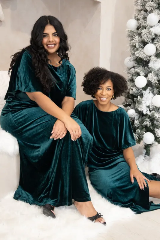 Velvet Cape Maxi Dress (S-3X) sold by Valencia Boutique