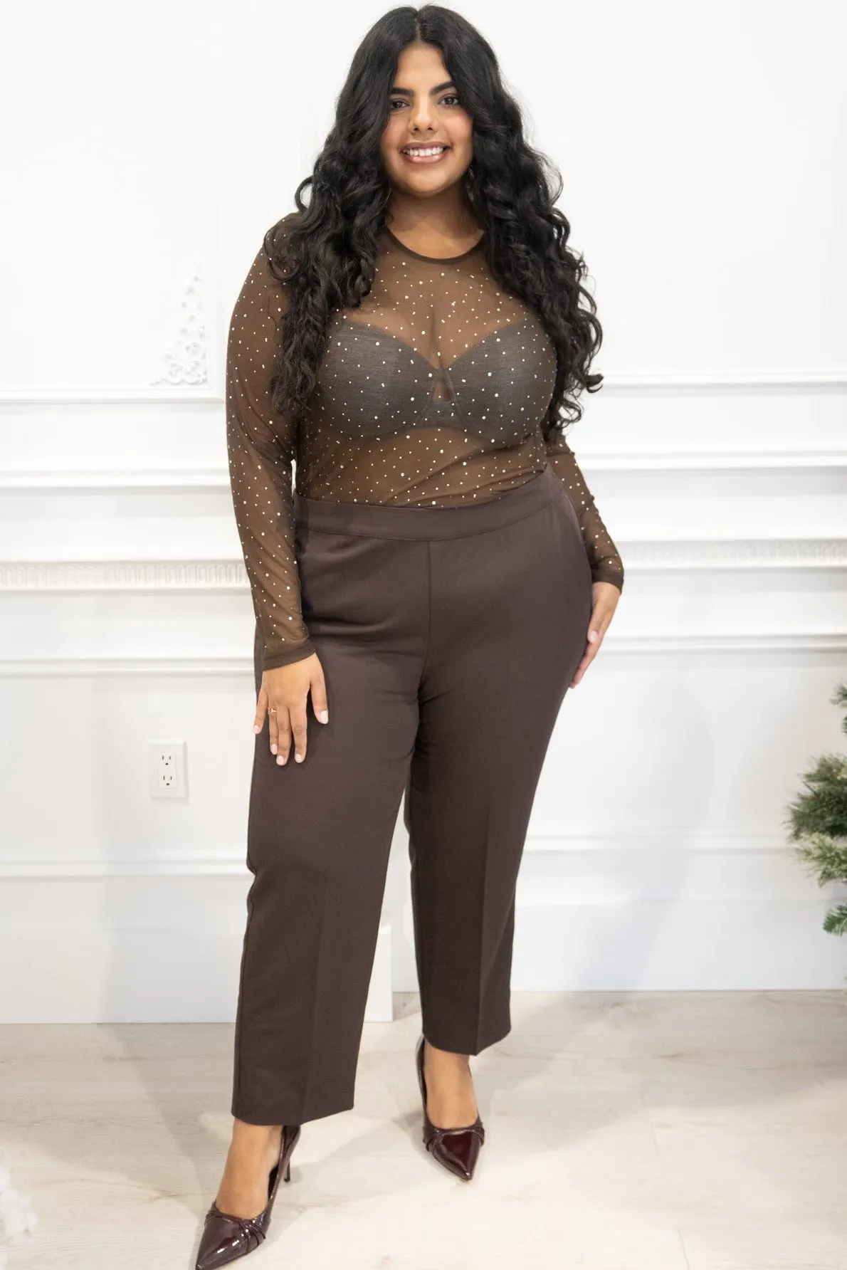 CURVE Mesh Rhinestone Top sold by Valencia Boutique