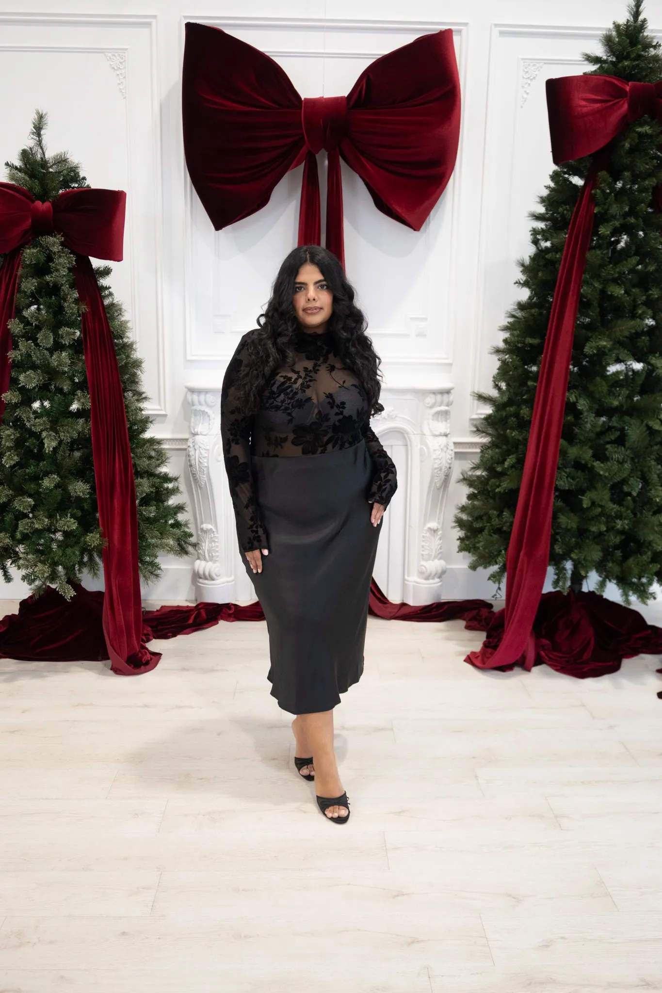 Sheer Floral Velvet Top (S-3X) sold by Valencia Boutique product image thumbnail 3