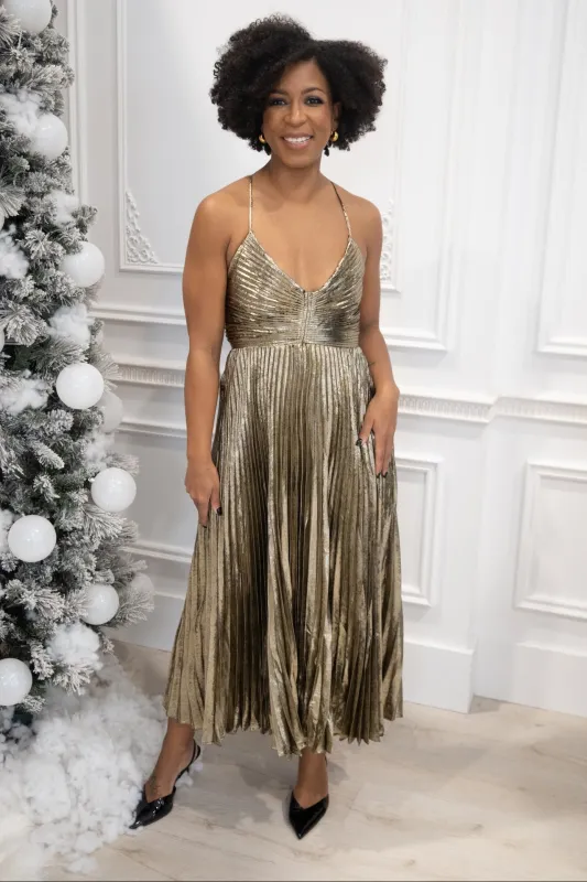 Blythe Bronze Midi Dress sold by Valencia Boutique