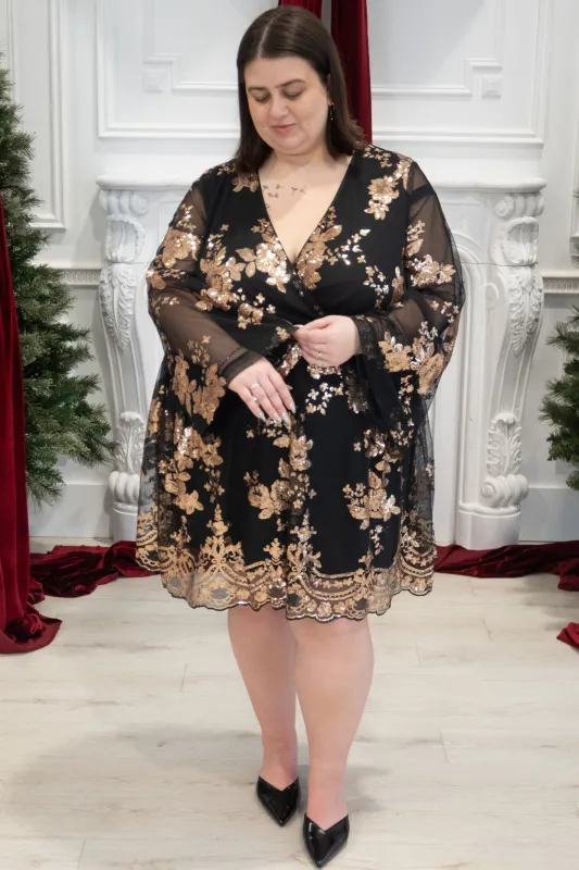 CURVE Lace Bell Sleeve Mini Dress (2 colors) sold by Valencia Boutique