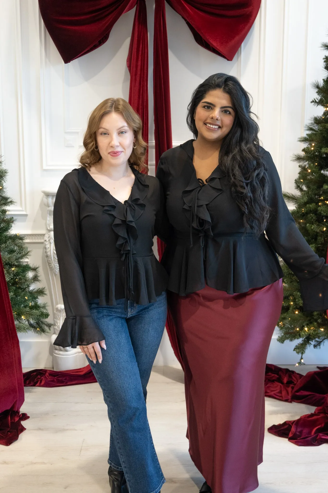 Sheer Tie front Top (S-3X) sold by Valencia Boutique product image thumbnail 4