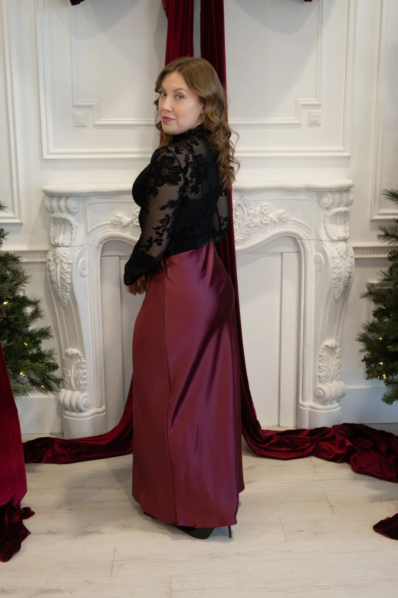 Maxi Satin Slip Skirt (S-3X) sold by Valencia Boutique product image thumbnail 4