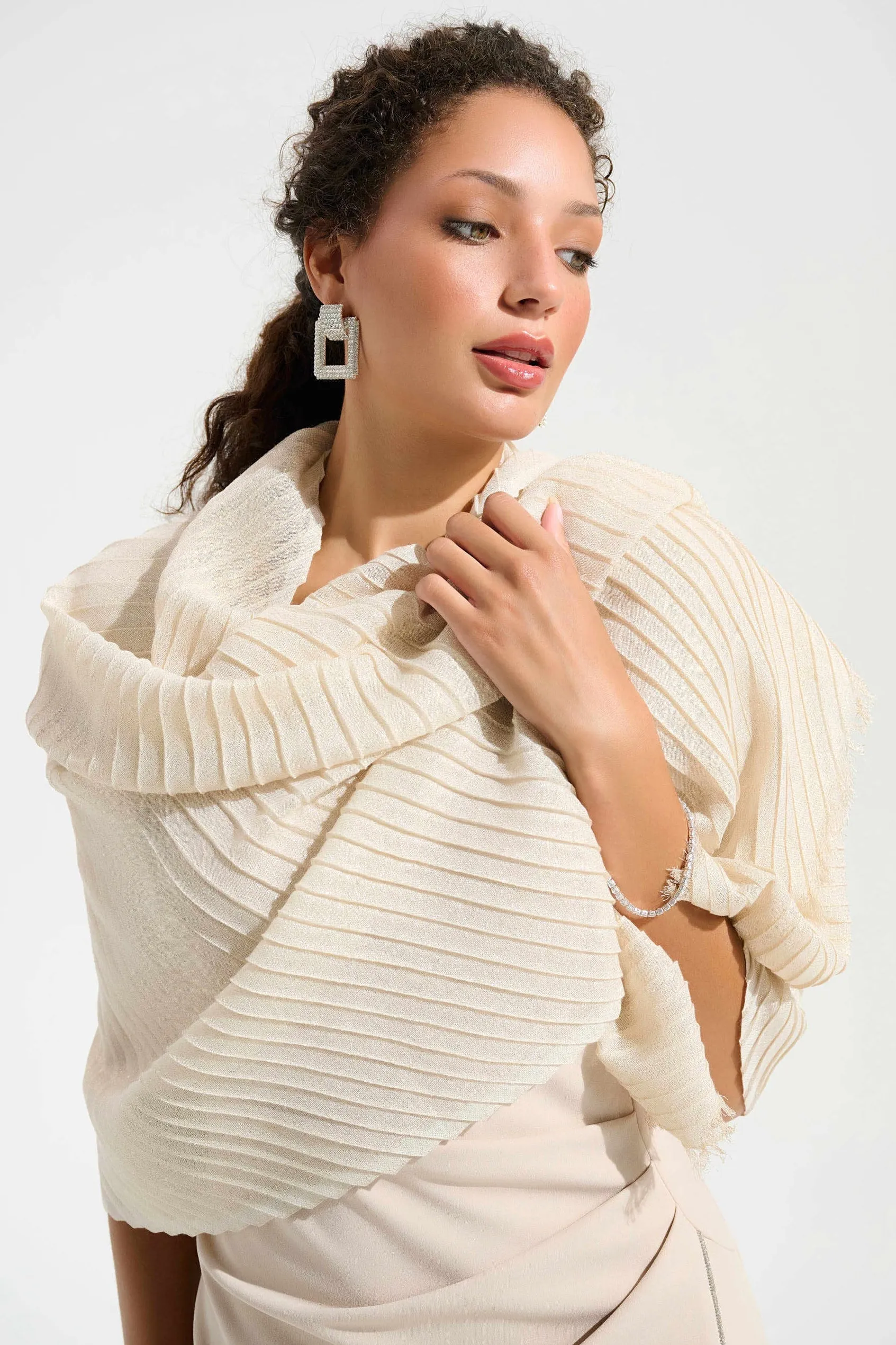 Pleated Rectangular Scarf sold by Valencia Boutique product image thumbnail 3