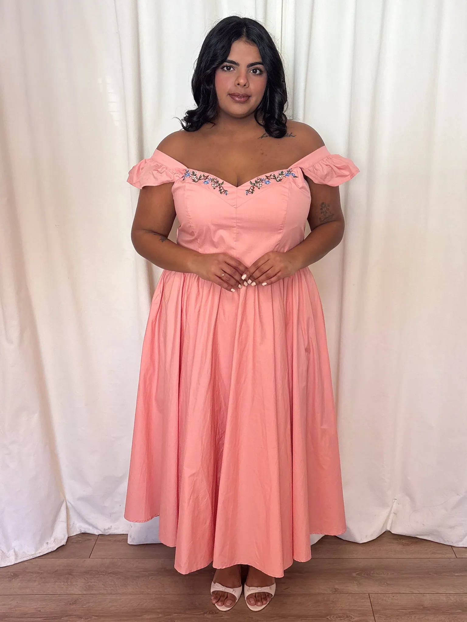 CURVE Peach Embroidered Midi sold by Valencia Boutique product image thumbnail 2