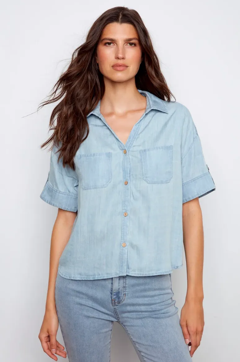 Short Sleeve Tencel Top (S-XXL) sold by Valencia Boutique