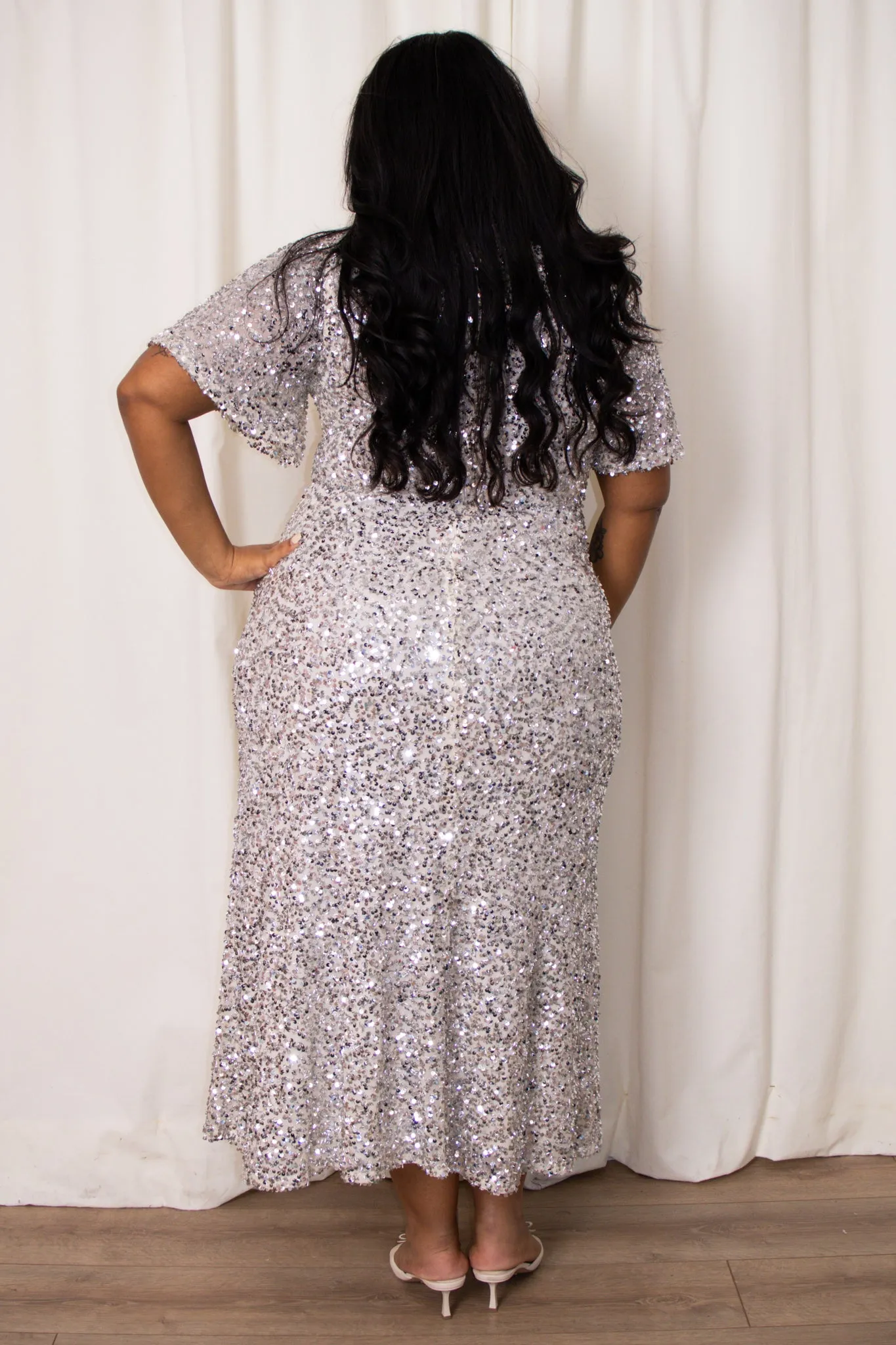 Sequin Flutter Sleeve Midi (2-22) sold by Valencia Boutique product image thumbnail 4