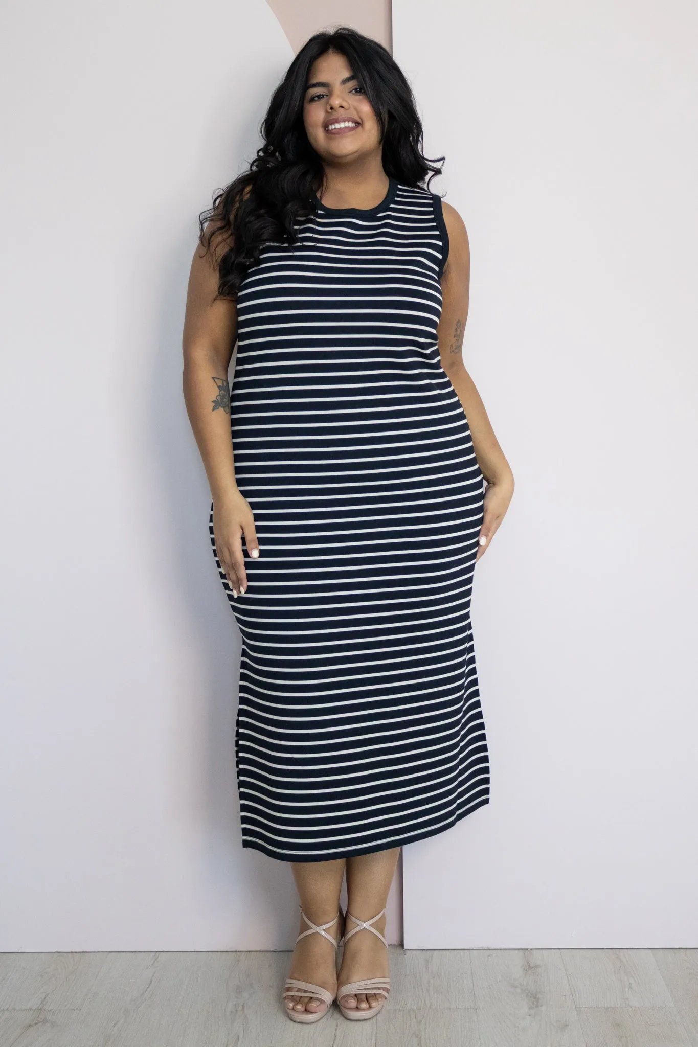 Soft Knit Striped Midi Dress (S-XXL) sold by Valencia Boutique