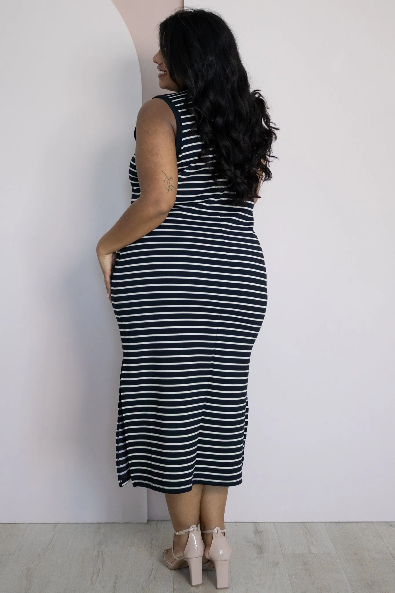 Soft Knit Striped Midi Dress (S-XXL) sold by Valencia Boutique product image thumbnail 2