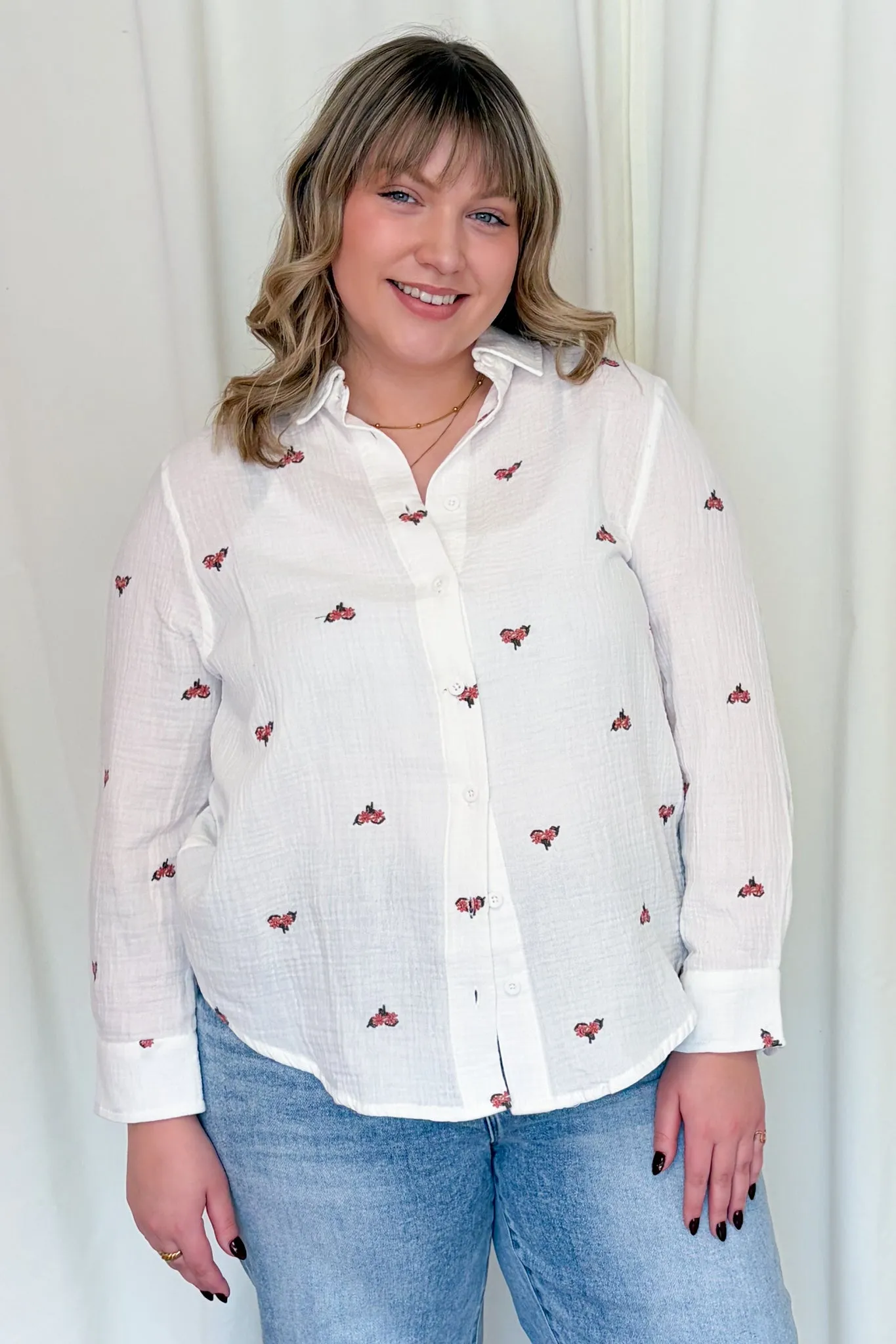 CURVE Embroidered Button Front sold by Valencia Boutique