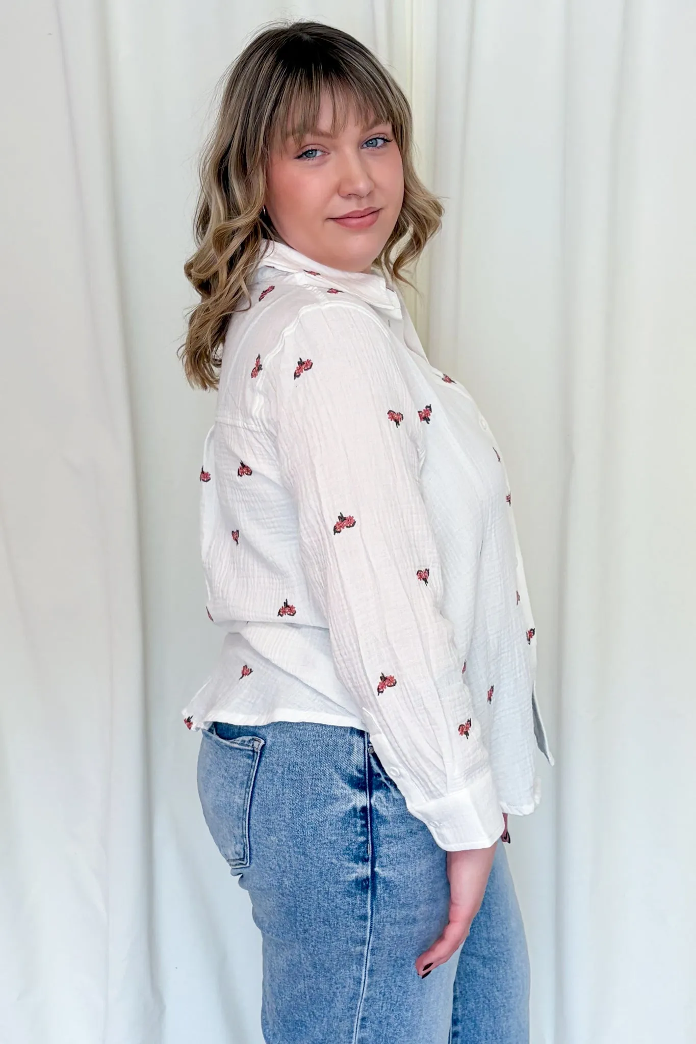 CURVE Embroidered Button Front sold by Valencia Boutique product image thumbnail 2