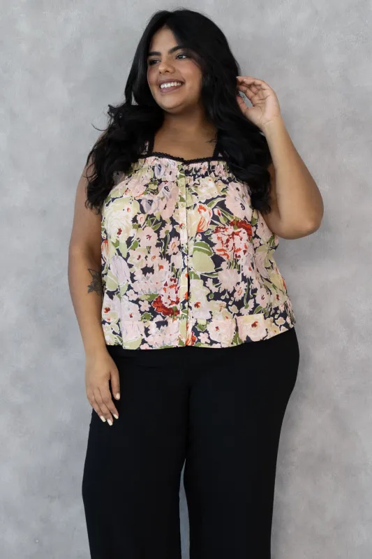 CURVE Sleeveless Floral Blouse made by Dex