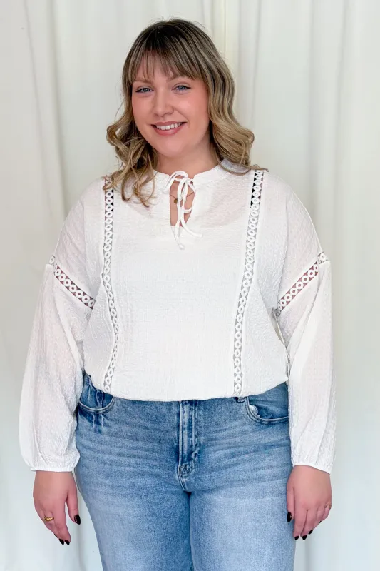 CURVE Lace Insert Blouse sold by Valencia Boutique