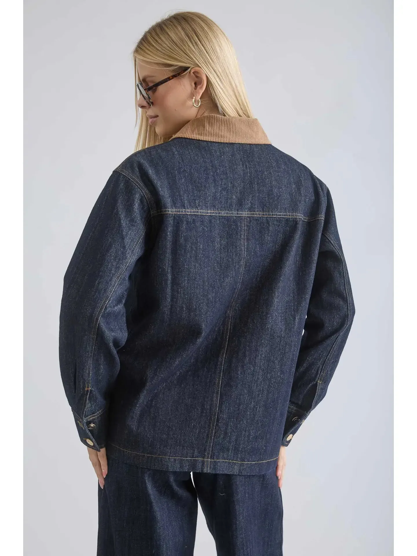Curdoroy Collar Denim Jacket sold by Valencia Boutique product image thumbnail 4