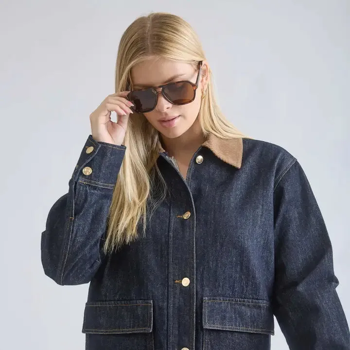 Curdoroy Collar Denim Jacket sold by Valencia Boutique product image thumbnail 2