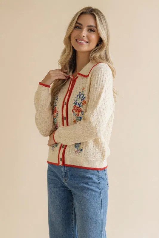 Embroidered Floral Cardigan (S-3X) sold by Valencia Boutique product image thumbnail 2
