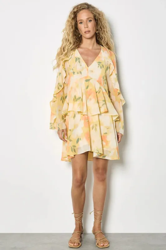 Chiffon Ruffle Mini Dress (S-XXL) made by Valencia Boutique