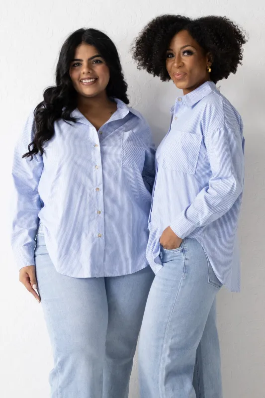 Striped Button down Shirt (S-XXXL) made by Blu Pepper