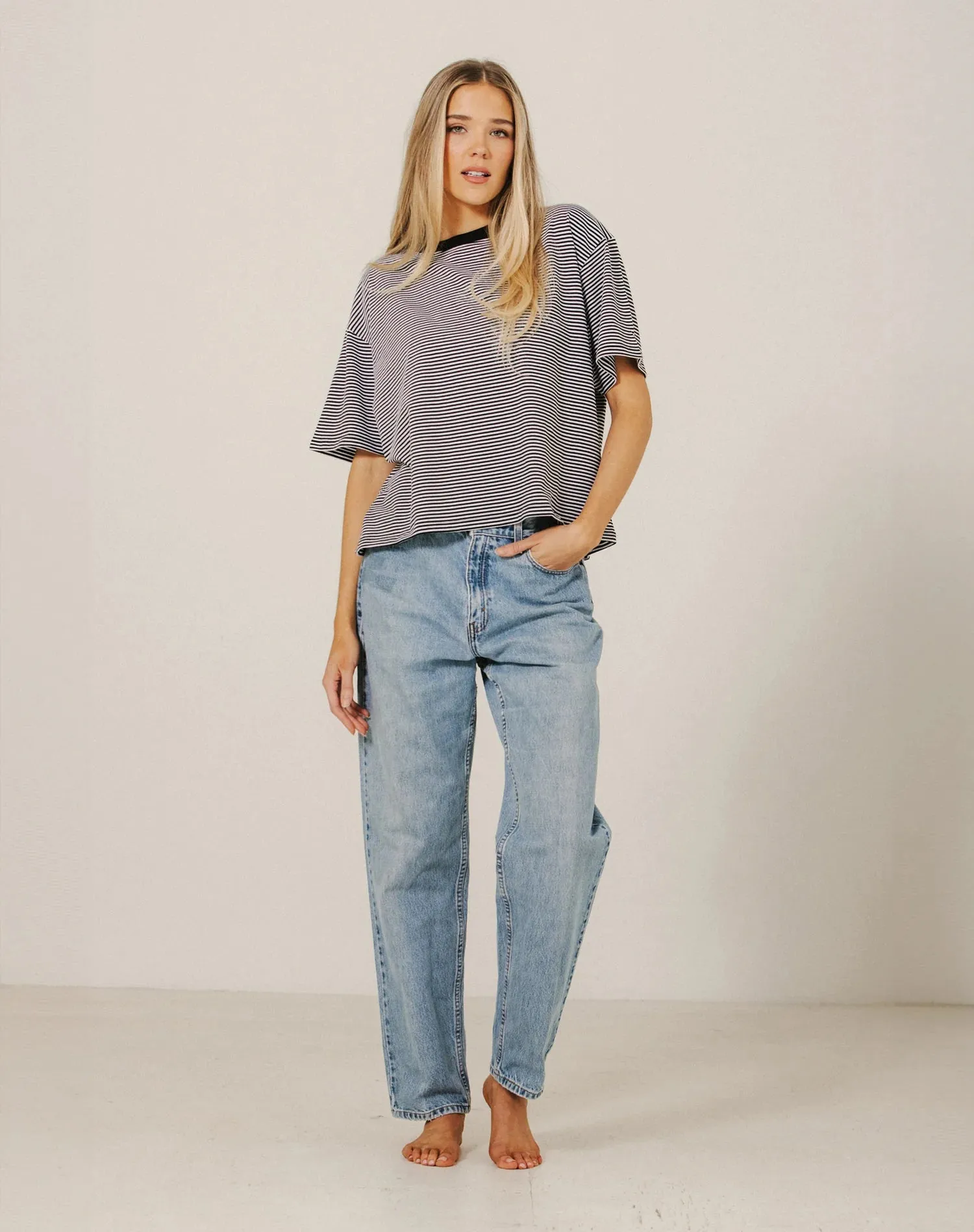 Brunette Striped Boxy Tee (XS-3X) sold by Valencia Boutique product image thumbnail 3