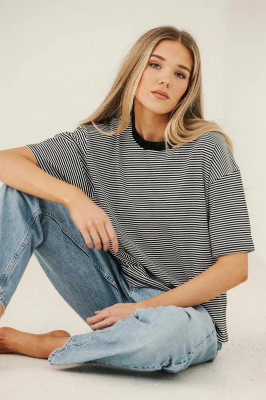 Brunette Striped Boxy Tee (XS-3X) made by Brunette The Label