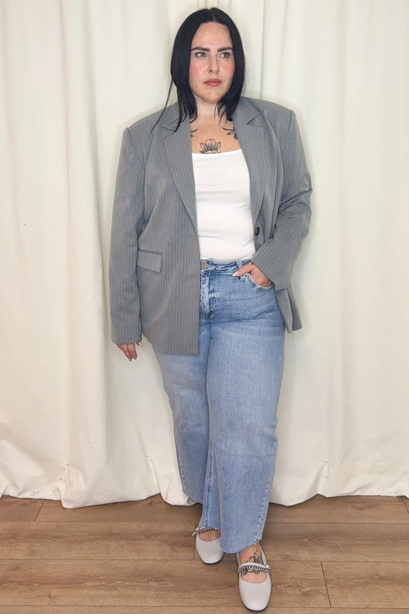 Pinstripe Blazer (XS-3X) sold by Valencia Boutique product image thumbnail 4