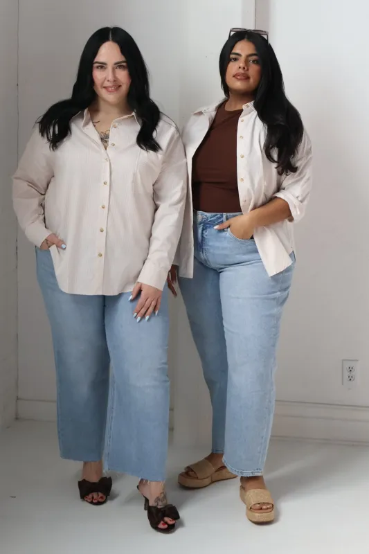 CURVE Striped Button down Shirt made by Blu Pepper