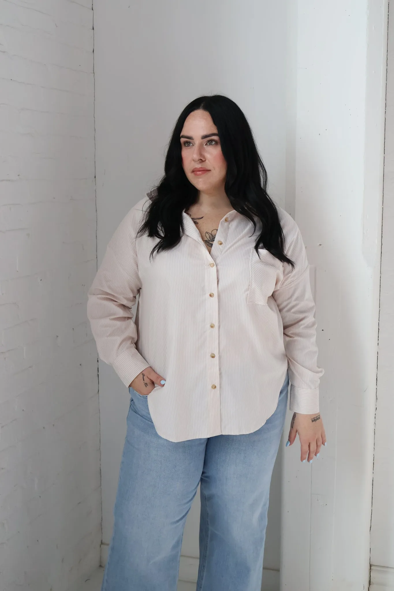 CURVE Striped Button down Shirt sold by Valencia Boutique product image thumbnail 4