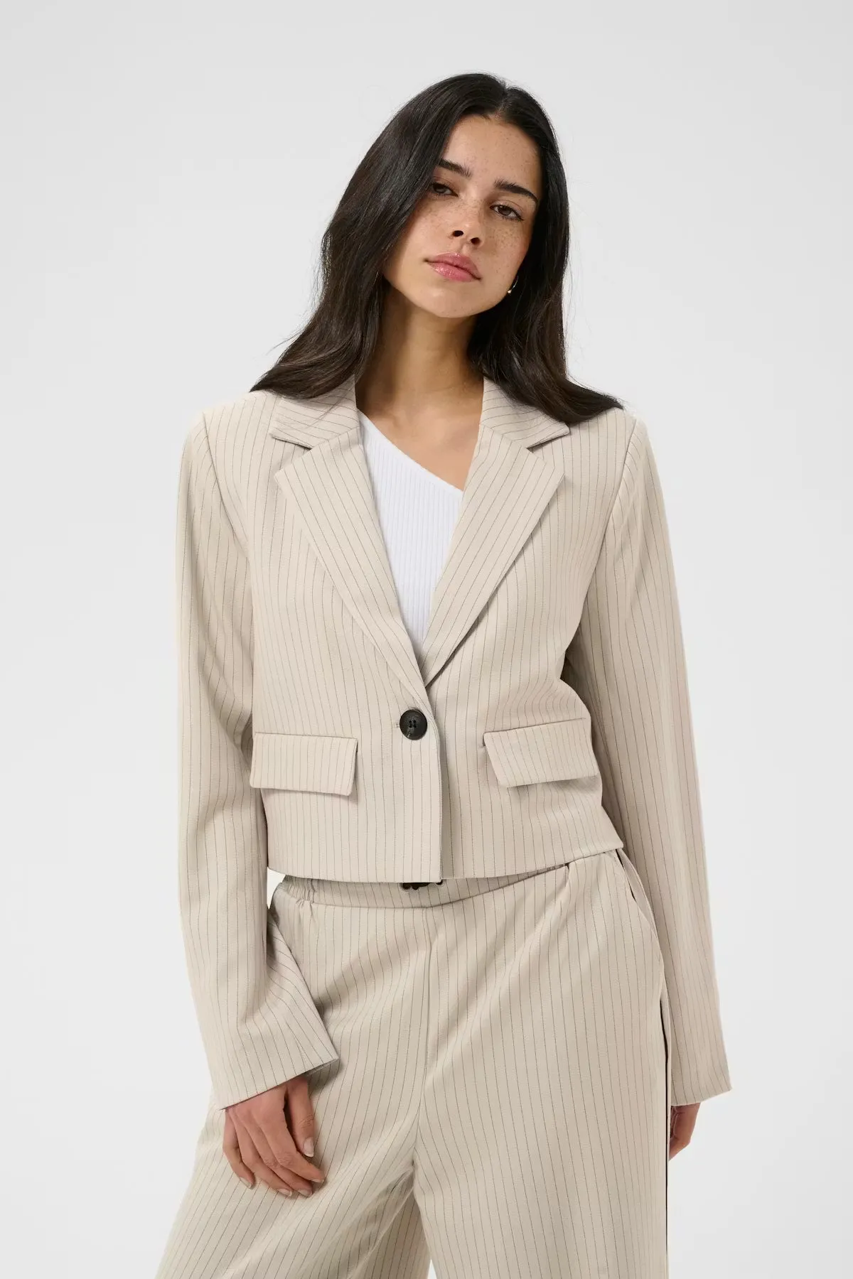 Pinstripe Cropped Blazer sold by Valencia Boutique