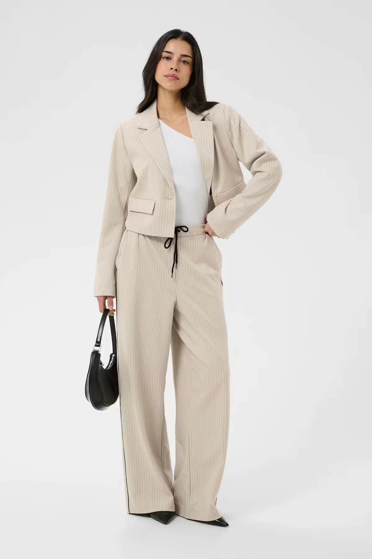 Pinstripe Cropped Blazer sold by Valencia Boutique product image thumbnail 2