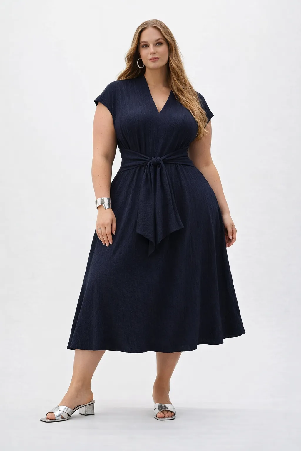 CURVE Tie Front Midi Dress sold by Valencia Boutique