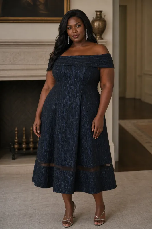 Off the Shoulder Fit & Flare (2-22) made by Joseph Ribkoff