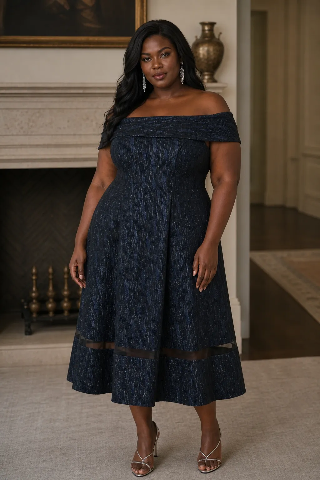 Off the Shoulder Fit & Flare (2-22) sold by Valencia Boutique