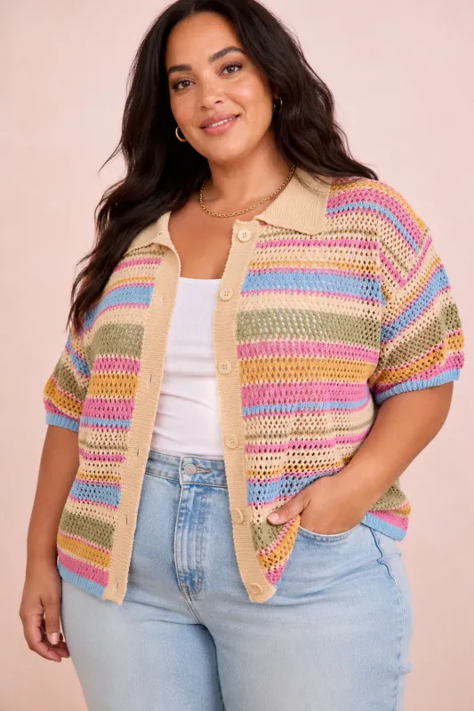 CURVE Striped Crochet Top made by BiBi