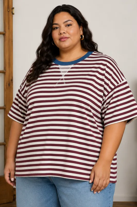 CURVE Striped Sporty Tee made by Blu Pepper