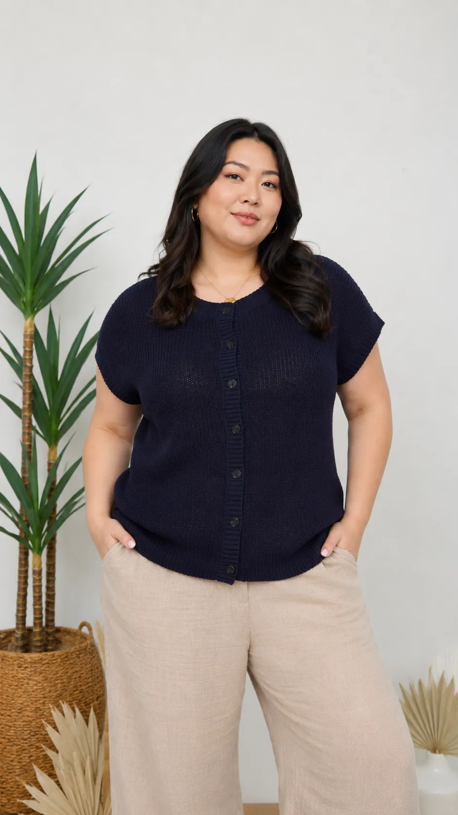 Knit SS Cardigan (S-3X) sold by Valencia Boutique product image thumbnail 2