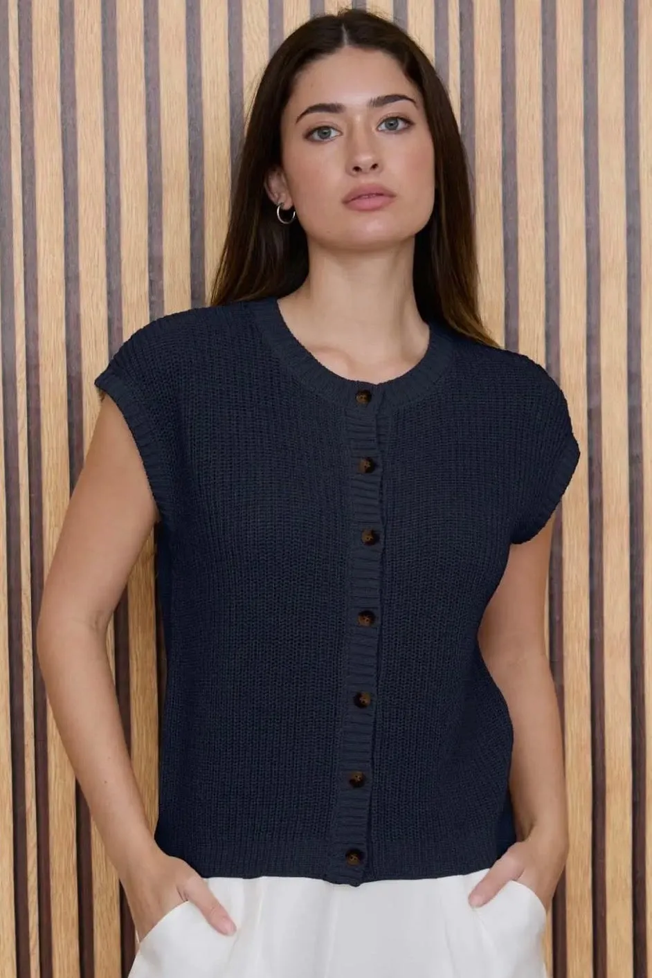 Knit SS Cardigan (S-3X) sold by Valencia Boutique
