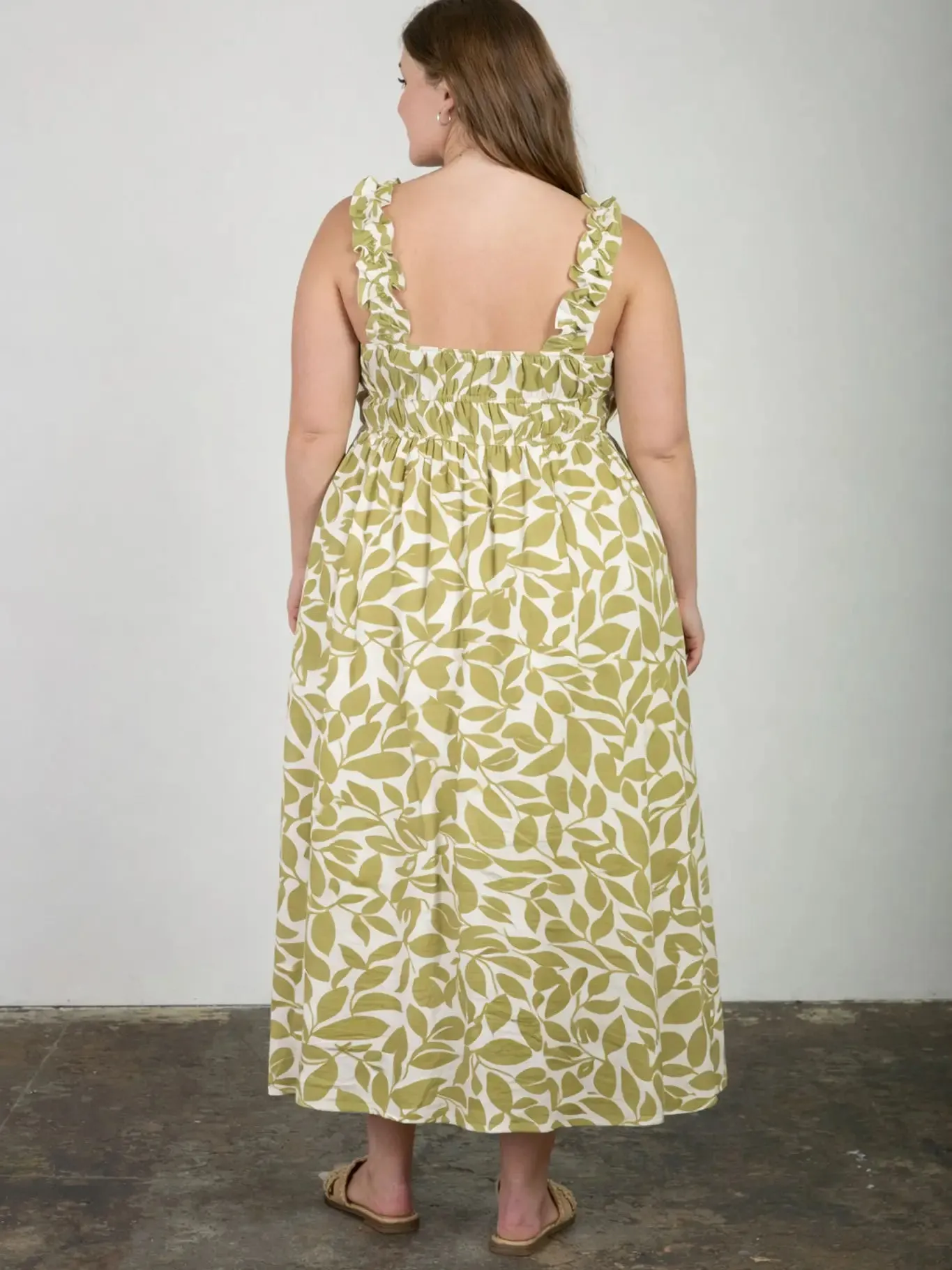 CURVE Leaf Print Midi Dress sold by Valencia Boutique product image thumbnail 3